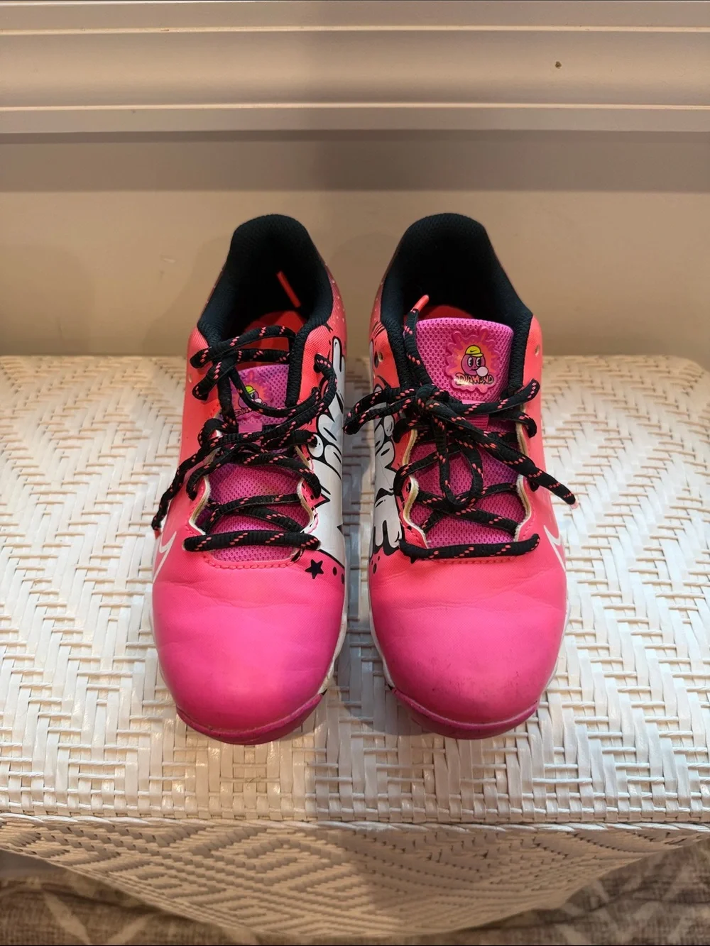 Nike Kids Pink and Black Athletic Shoes with Graphic Side
